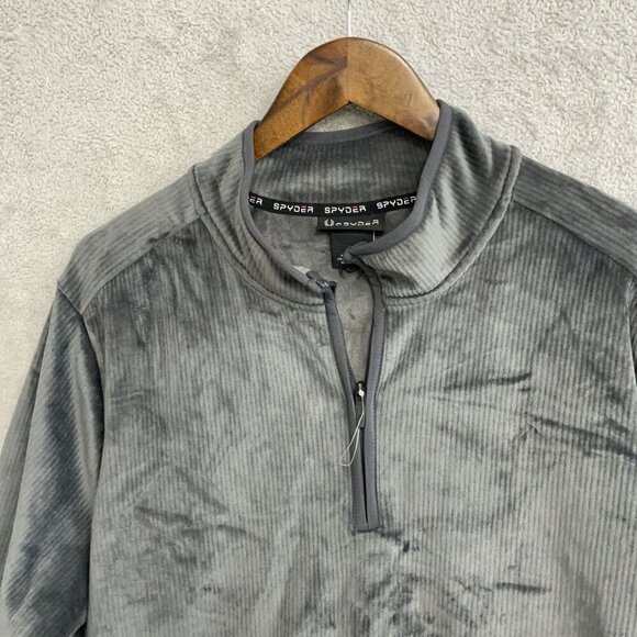 NWOT Spyder Men's L Velvet Half-Zip Pullover Ribbed Sweatshirt - Picture 7 of 10